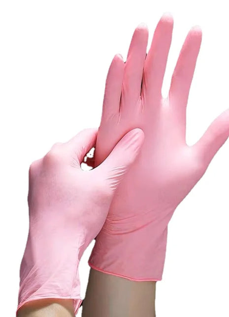 50PCS Pink Nitrile Gloves Disposable Powder Free Household Cleaning