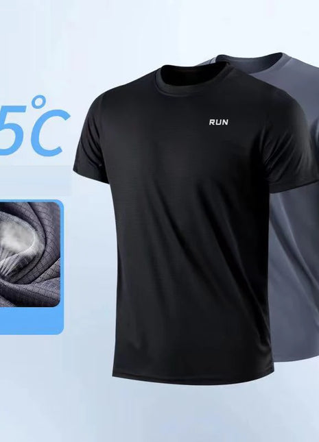 Men's Quick Dry Short Sleeve Gym Running Moisture Wicking Round Neck