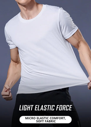 Men's Quick Dry Short Sleeve Gym Running Moisture Wicking Round Neck