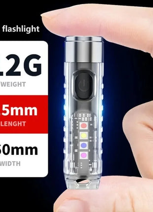1PC Rechargeable Mini Keychain Flashlight with 10 Modes and Magnetic