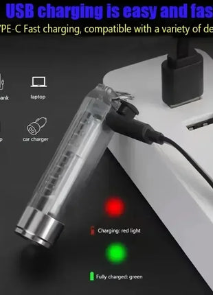 1PC Rechargeable Mini Keychain Flashlight with 10 Modes and Magnetic