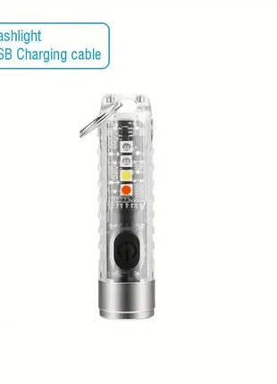1PC Rechargeable Mini Keychain Flashlight with 10 Modes and Magnetic