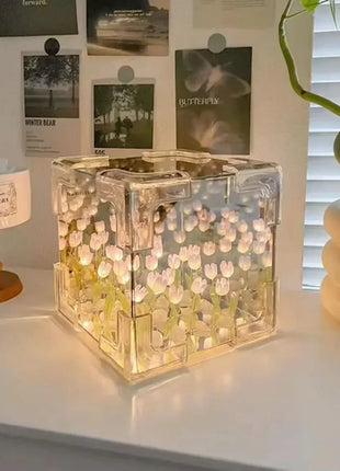 2025New Creative Diy Tulip Flower Sea Cube Three-Dimensional Small