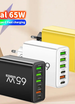 6 Ports 65W USB PD Charger Fast Charging Type C Phone Charger Adapter