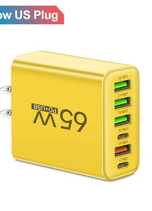 6 Ports 65W USB PD Charger Fast Charging Type C Phone Charger Adapter