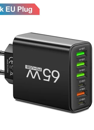 6 Ports 65W USB PD Charger Fast Charging Type C Phone Charger Adapter