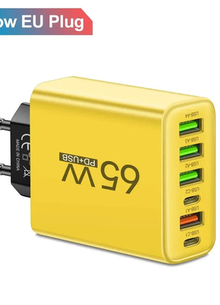 6 Ports 65W USB PD Charger Fast Charging Type C Phone Charger Adapter