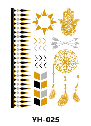 Waterproof Temporary Tattoo Sticker Flowers Mandala Henna Golden