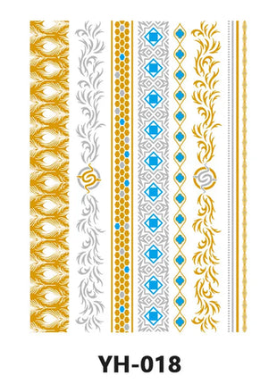Waterproof Temporary Tattoo Sticker Flowers Mandala Henna Golden