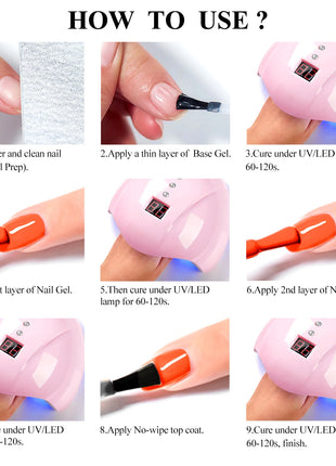 7pc Nail Gel Polish Set DIY Nail Art Design All For Decoration Soak
