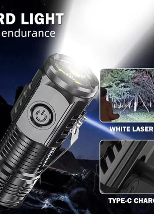 Portable Mini LED Flashlight Powerful 3*Wick Small Pocket Torch USB