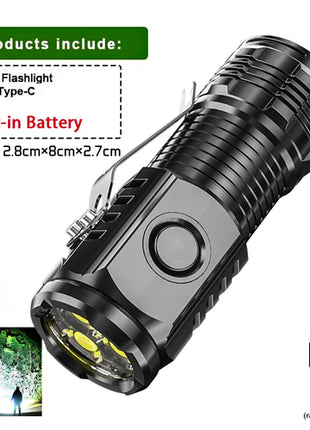 Portable Mini LED Flashlight Powerful 3*Wick Small Pocket Torch USB