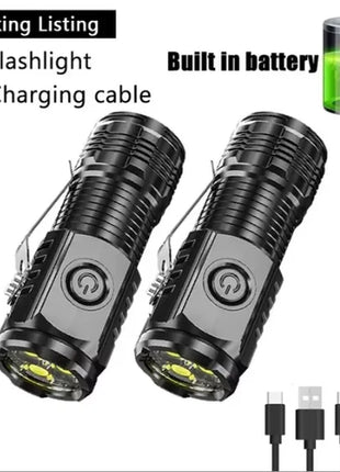 Portable Mini LED Flashlight Powerful 3*Wick Small Pocket Torch USB