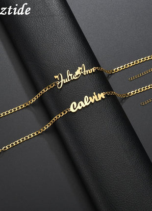 Atoztide Custom Personalized Name Bracelet Stainless Steel Charms