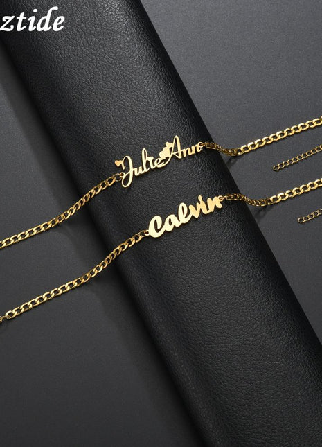 Atoztide Custom Personalized Name Bracelet Stainless Steel Charms