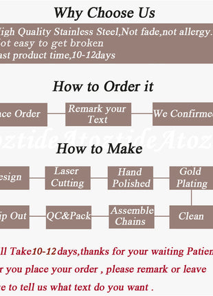 Atoztide Custom Personalized Name Bracelet Stainless Steel Charms