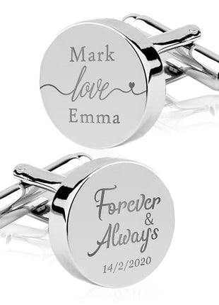 Engrave Initial Cufflinks For Wedding Birthday Groomsmen Gift