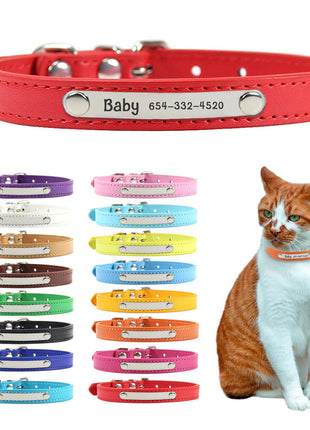 Pu Leather Cat Collar Personalized Kitten Collar Id Name Engraving Pet