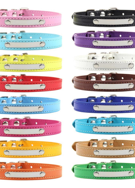 Pu Leather Cat Collar Personalized Kitten Collar Id Name Engraving Pet