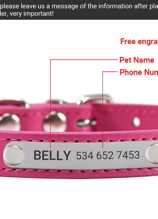 Pu Leather Cat Collar Personalized Kitten Collar Id Name Engraving Pet