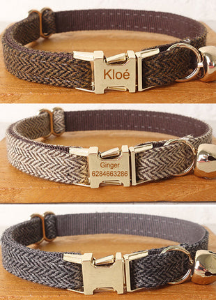 Cat Collar with Bell Bow Personalized Engraving Nameplate Kitten