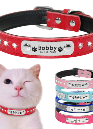 Leather Cat Collar Personalized Cat Collar For Puppy Small Dogs Pet