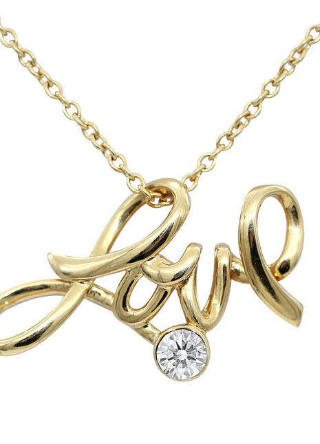 Love Necklace 24K Gold Plated with Crystal Pendant