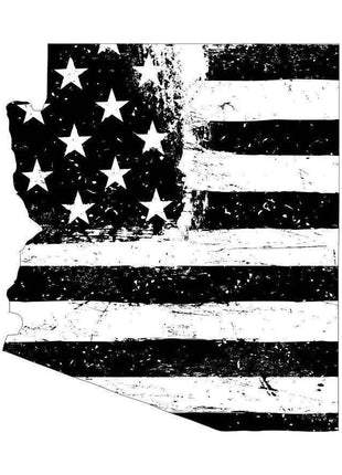 Arizona Black White Tattered Flag Decal - Various Sizes.