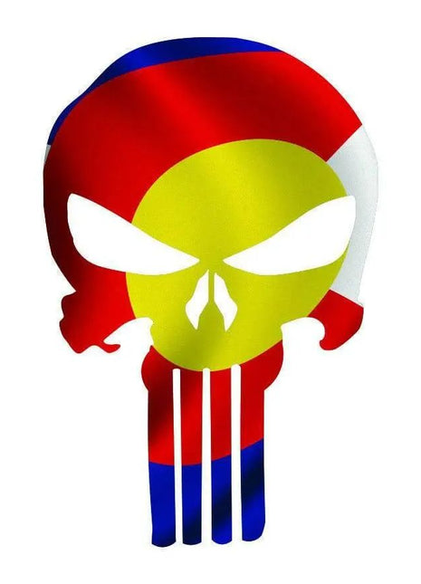 Punisher Skull Colorado Flag Window Decal Sticker Graphic - Multiple Sizes.