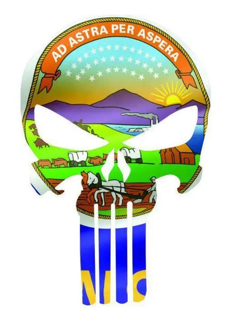 Punisher Skull Kansas Flag Window Decal Sticker Graphic - Multiple Sizes.