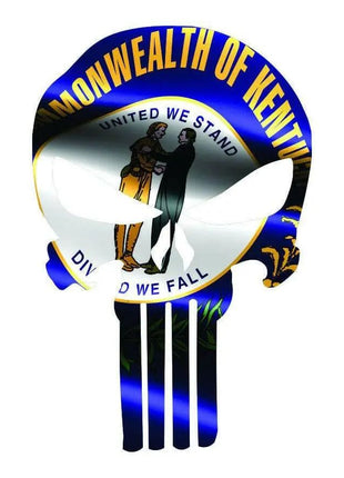 Punisher Skull Kentucky Flag Window Decal Sticker Graphic - Multiple Sizes.