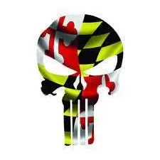 Punisher Skull Maryland Flag Window Decal Sticker Graphic - Multiple Sizes.