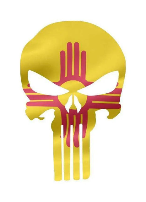 Punisher Skull New Mexico Flag Window Decal Sticker Graphic - Multiple Sizes.