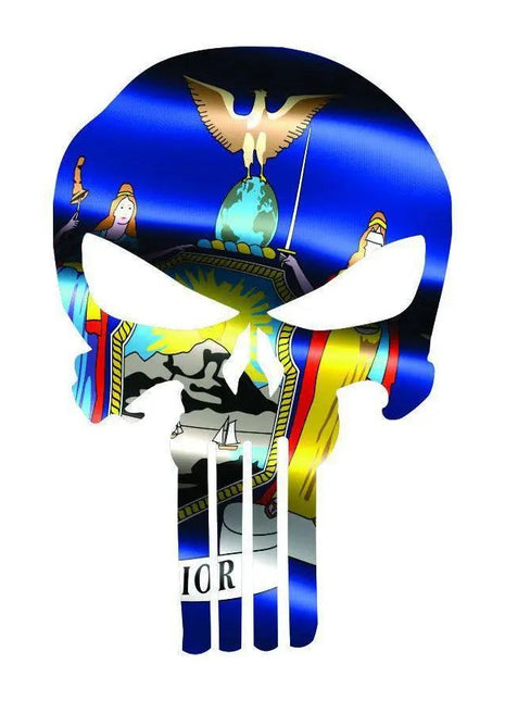 Punisher Skull New York Flag Window Decal Sticker Graphic - Multiple Sizes.