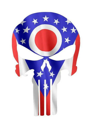 Punisher Skull Ohio Flag Window Decal Sticker Graphic - Multiple Sizes.