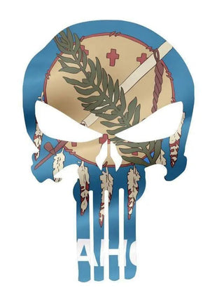 Punisher Skull Oklahoma Flag Window Decal Sticker Graphic - Multiple Sizes.