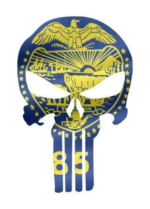Punisher Skull Oregon Flag Window Decal Sticker Graphic - Multiple Sizes.