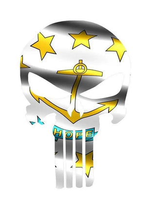 Punisher Skull Rhode Island Flag Window Decal Sticker Graphic - Multiple Sizes.