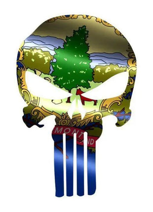 Punisher Skull Vermont Flag Window Decal Sticker Graphic - Multiple Sizes.