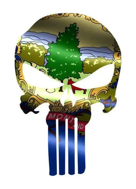 Punisher Skull Vermont Flag Window Decal Sticker Graphic - Multiple Sizes.