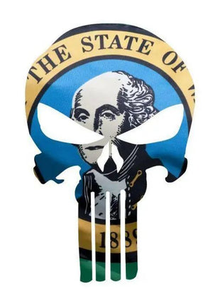 Punisher Skull Washington Flag Window Decal Sticker Graphic - Multiple Sizes.