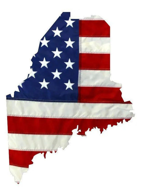 State of Maine Realistic American Flag Window Decal - Various Sizes.
