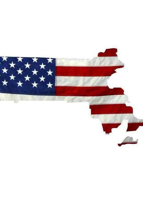 State of Massachusetts Realistic American Flag Window Decal - Various Sizes.