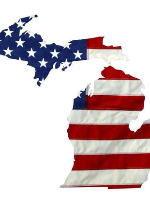 State of Michigan Realistic American Flag Window Decal - Various Sizes.