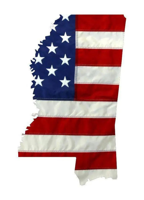State of Mississippi Realistic American Flag Window Decal - Various Sizes.