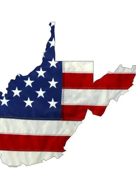 State of West Virginia Realistic American Flag Window Decal - Various Sizes.