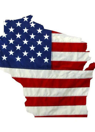 State of Wisconsin Realistic American Flag Window Decal - Various Sizes.