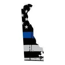 Thin Blue line decal - State of Delaware Grey Tattered Flag Decal - Various Sizes.