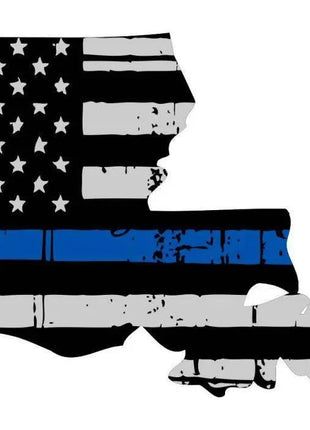 Thin Blue line decal - State of Louisiana Thin Blue Line Grey tattered Flag Decal - Various Sizes.