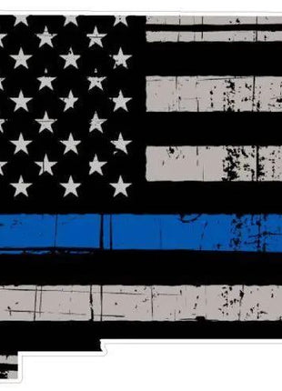 Thin Blue line decal - State of New Mexico Grey Tattered Flag Decal - Various Sizes.